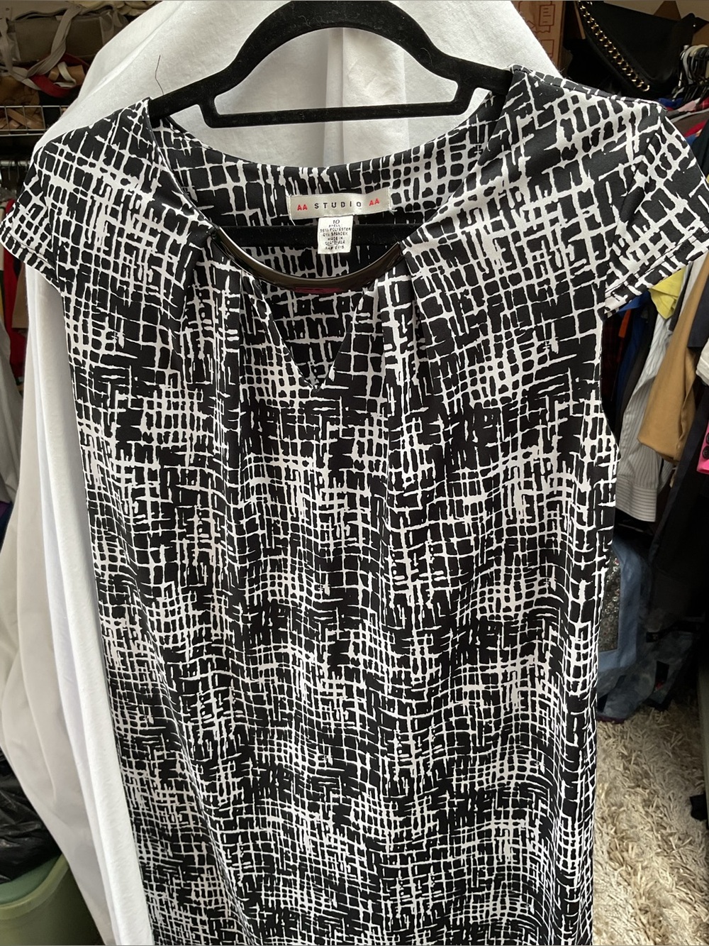 AA STUDIO Black & White Patterned Women's Top